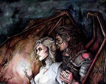 Nessian Illustration: Nesta and Cassian, A Court of Thorns and Roses