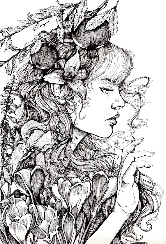 Inkwork Version of Persephone Greek Goddess of Spring - Etsy Israel