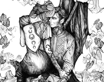 Feyre and Rhysand Illustration: Signed ACOTAR Art Print