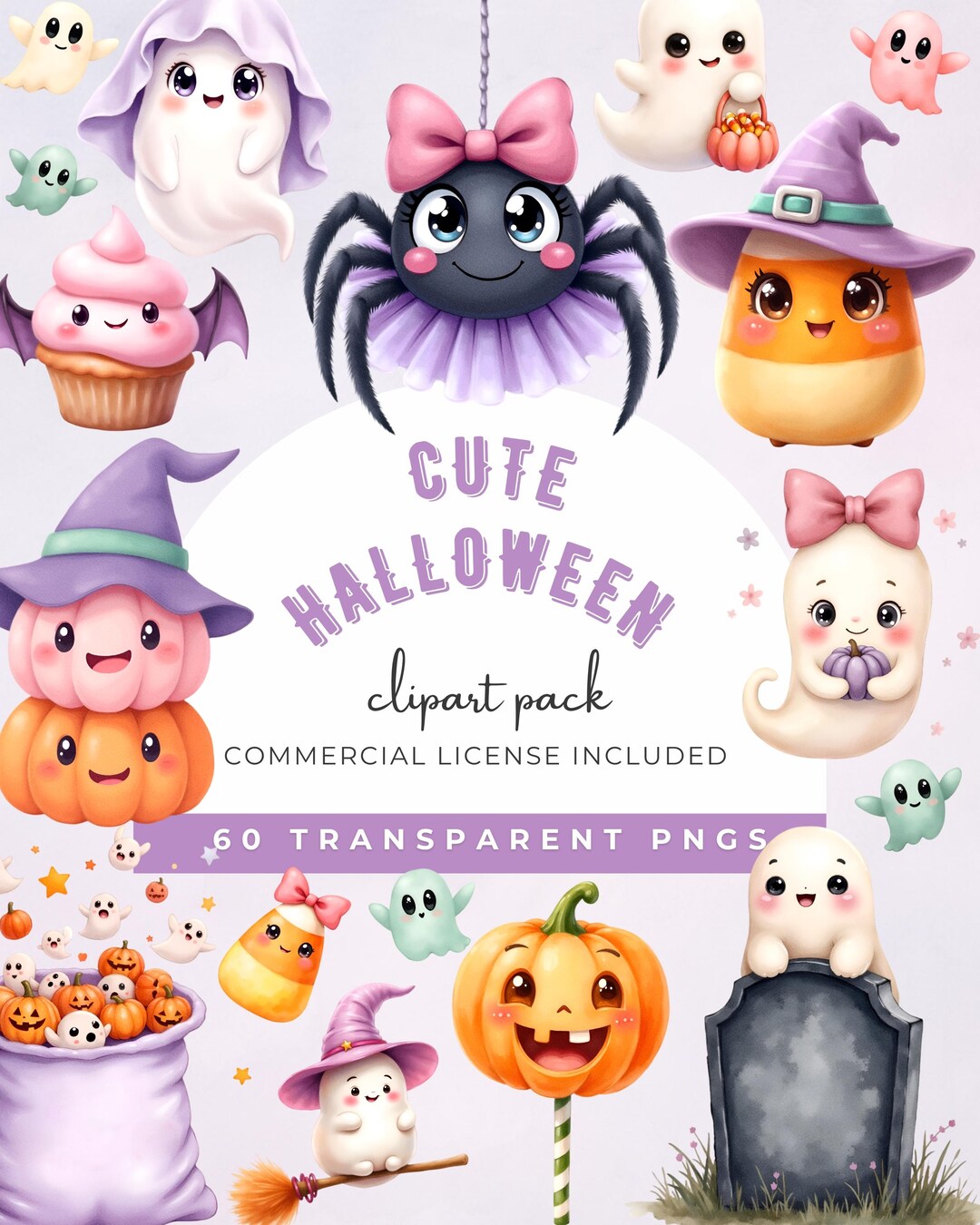 Cute Halloween Clipart Pastel Graphics, Girly Halloween Png, Kawaii ...