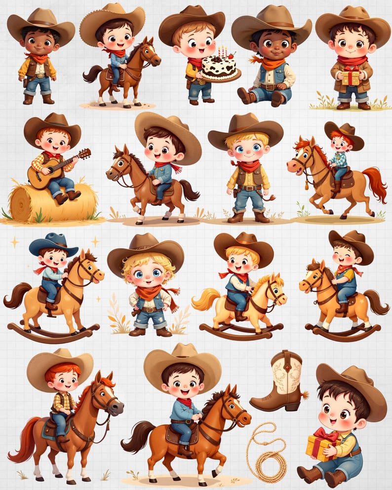 My First Rodeo Clipart, Cute Cowboy Clipart, Little Cowboy Images, Wild ...