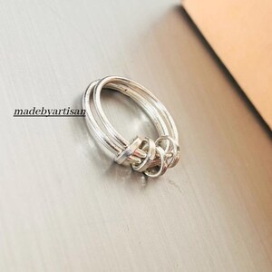 Silver Tri Wire Ring 925 Sterling Silver Rings For Woman Statement Boho Ring Wrap Ring Dainty Ring Fidget Ring Handmade Rolling Ring