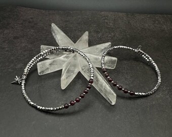 Crystal Bangle Bracelet - Garnet - Boho Gift