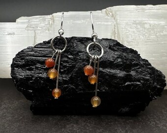 Carnelian Triple Drop Earrings - Boho Gift