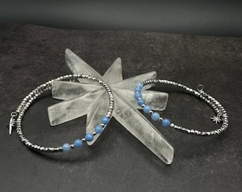 Crystal Bangle Bracelet - Aquamarine - Boho Gift