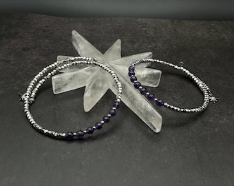 Crystal Bangle Bracelet - Amethyst - Boho Gift