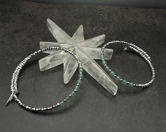 Crystal Bangle Bracelet - Green Aventurine - Boho Gift