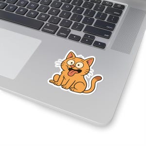 Playful Cat Kiss-Cut Stickers - Fun Office Decor, Cute Gift for Cat Lovers, Laptop & Water Bottle Stickers, Pet Accessories
