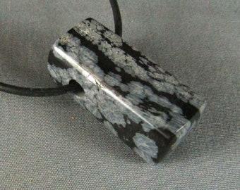 Snowflake Obsidian Black White Natural Gemstone Pendant Necklace from Mother Earth