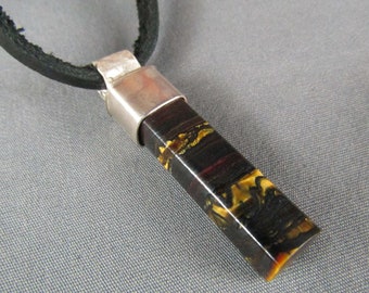 Australian Tiger Iron Natural Gemstone Sterling Silver Necklace