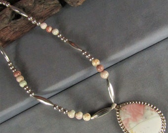 Willow Creek Jasper Sterling Silver necklace - hand made and hand cut stone - Willow Creek Beads