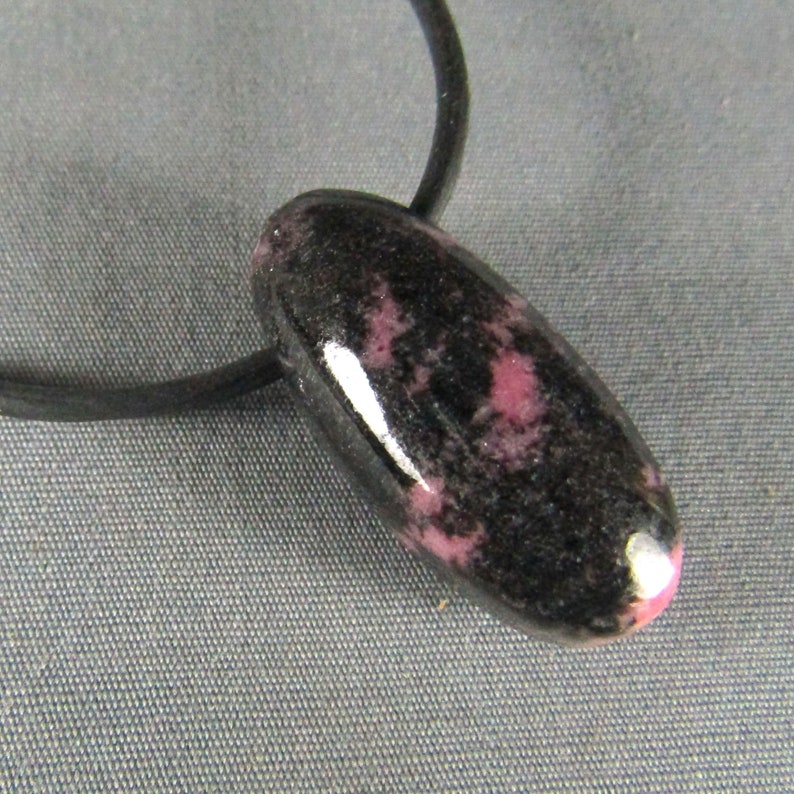 Rhodonite stone pendant Pink Black Natural Gemstone Pendant Necklace from Mother Earth image 1