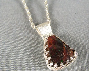 Koroit Boulder Opal Sterling Silver Hand Crafted Necklace