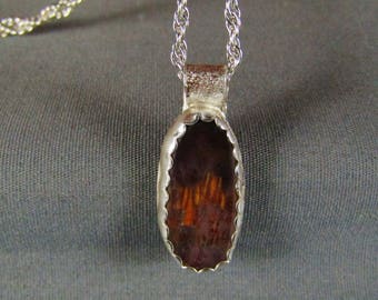 Cacoxenite in Amethyst Sterling Silver Necklace natural stone