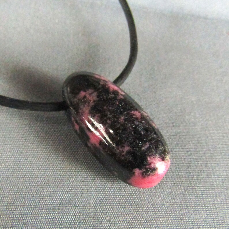 Rhodonite stone pendant Pink Black Natural Gemstone Pendant Necklace from Mother Earth image 2