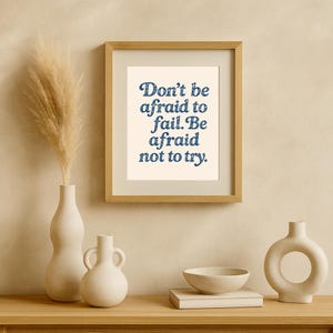 Motivational Blue Chinoiserie Wall Art | Floral Art Print | Gift for Student | Dorm Decoration