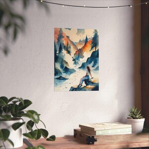 Póster de paisaje sereno, impresión artística tranquila para decoración del hogar, arte mural inspirador, regalo para amantes de la naturaleza, decoración bohemia para habitación.