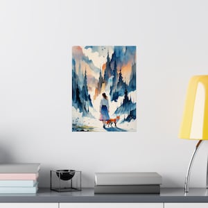 Verträumter Natur Kunstdruck, Matte vertikale Poster, Aquarell Wandkunst, Wald Dekor, Waldästhetik, Gemütliches Wohndekor, Geschenk für die Natur