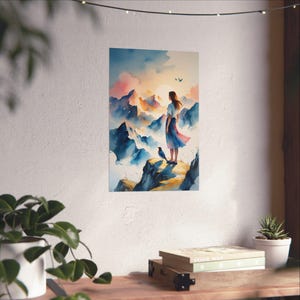 Heiteres Landschaftsposter, Inspirierende Wandkunst, Natur Dekor, Boho Stil Druck, Home Office Dekoration