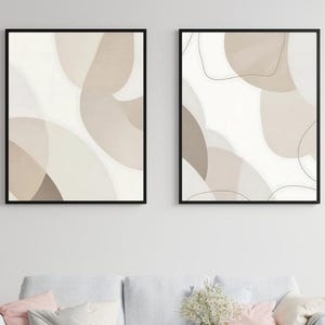 Beige Abstract Art Prints Set: Minimalist Home Decor (Digital Download)