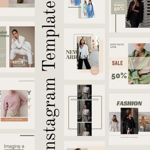 Aesthetic Earthy Instagram Templates | 30 Post + 10 Stories for Small Business & Fashion | Canva Editable Social Media Kit