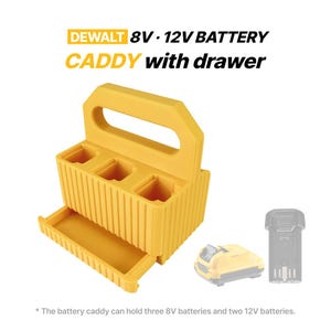 DeWalt 8V 12V batterihållare med låda, batteriförvaringsorganisatör
