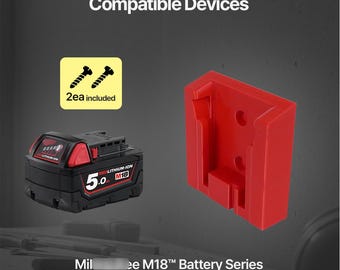 6-Pack Milwaukee M18 Battery Storage Holder – Wall Mount Organizer
