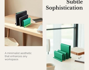 Elegant Bluish Green Notebook Holder – Minimalist Desk Organizer for A5/A6 Journals