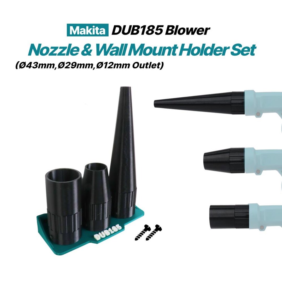Makita DUB185Z Round Blower Nozzle 3 Pack With Wall Mount Holder