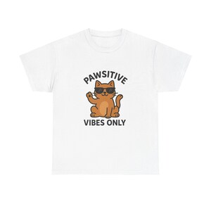Funny Cartoon Cat Unisex Heavy Cotton Tee, Animal Pun Graphic T-Shirt, Cat Lover Gift, Cat Mom Shirt, Cat Dad Shirt, Cat Owner Tee