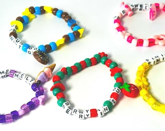 Food Themed Funny  Kandi Bracelet: Handmade Beaded Rave Jewelry