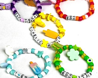 Handmade Beaded Kandi Bracelet: Music Festival, EDM Rave Jewelry, PLUR Gift