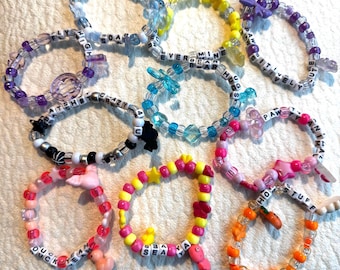 Handmade Beaded Kandi Bracelet: Party Animal themed Rave EDM Festival Jewelry