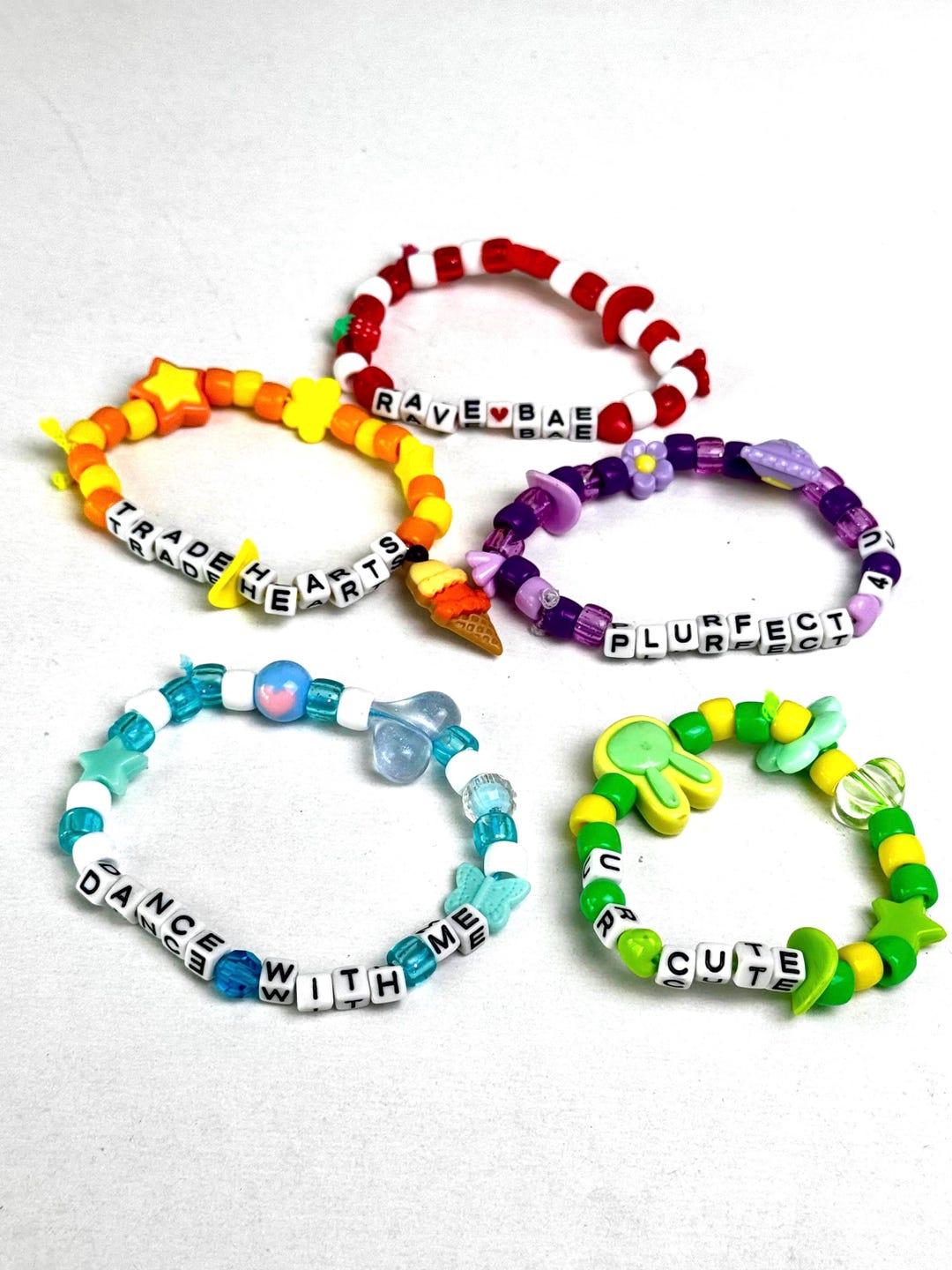 Bead Ring Rave Handmade Kandi Bracelet: Flirty Rave Beaded Jewelry - Etsy