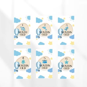 Cartes jalons bébé garçon de 1 mois à 1 an