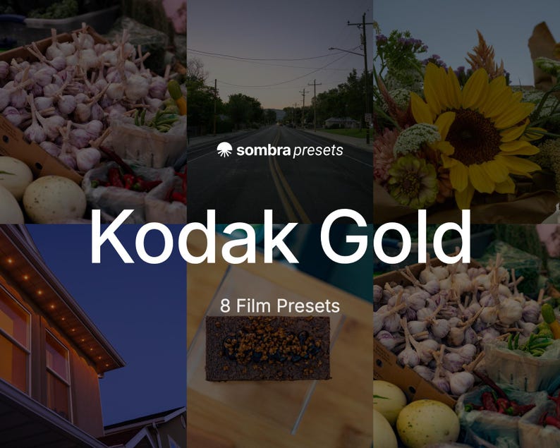 Kodak Gold Lightroom-Presets | 8 warme Vintage-Analogfilmfilter der 90er | XMP für Mobilgeräte und Desktop-PCs | Digitaler Download Bild 1