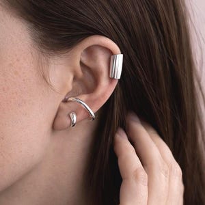 Brinco de pressão em prata, sem necessidade de furo, brinco de pressão em prata de lei 925, brinco de orelha minimalista para cartilagem, brinco falso para hélice, brincos de pressão empilháveis.