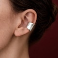 Wide Ear Clip No Piercing, Sculptural Ear Cuff, Silver Statement Ear Cuff, Modern Minimalist Ear Wrap Jewelry product logo