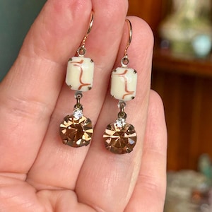 Swarovski Kristall Ohrringe: Vintage Messing Schmuck