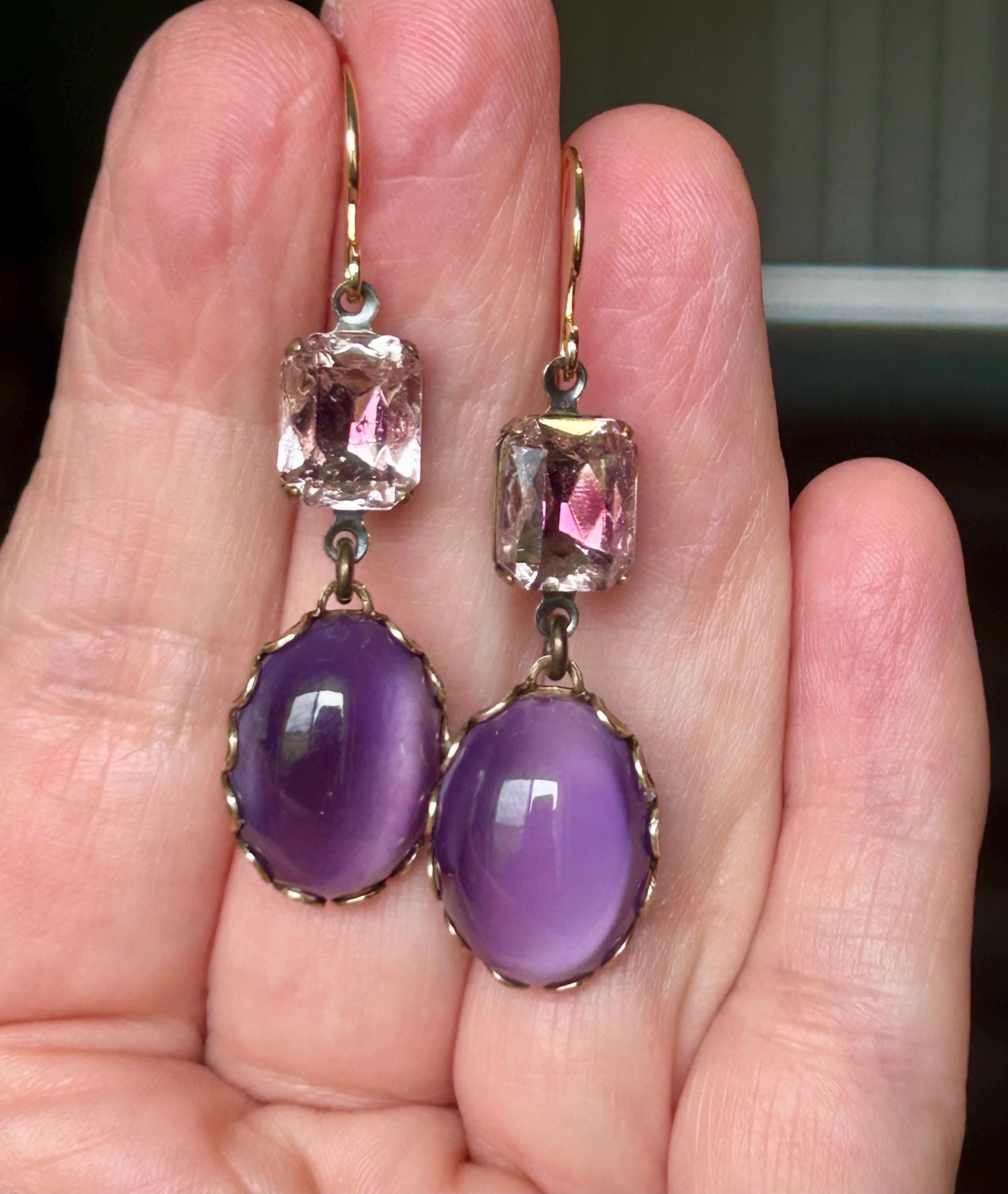Czech Grape Amethyst Earrings