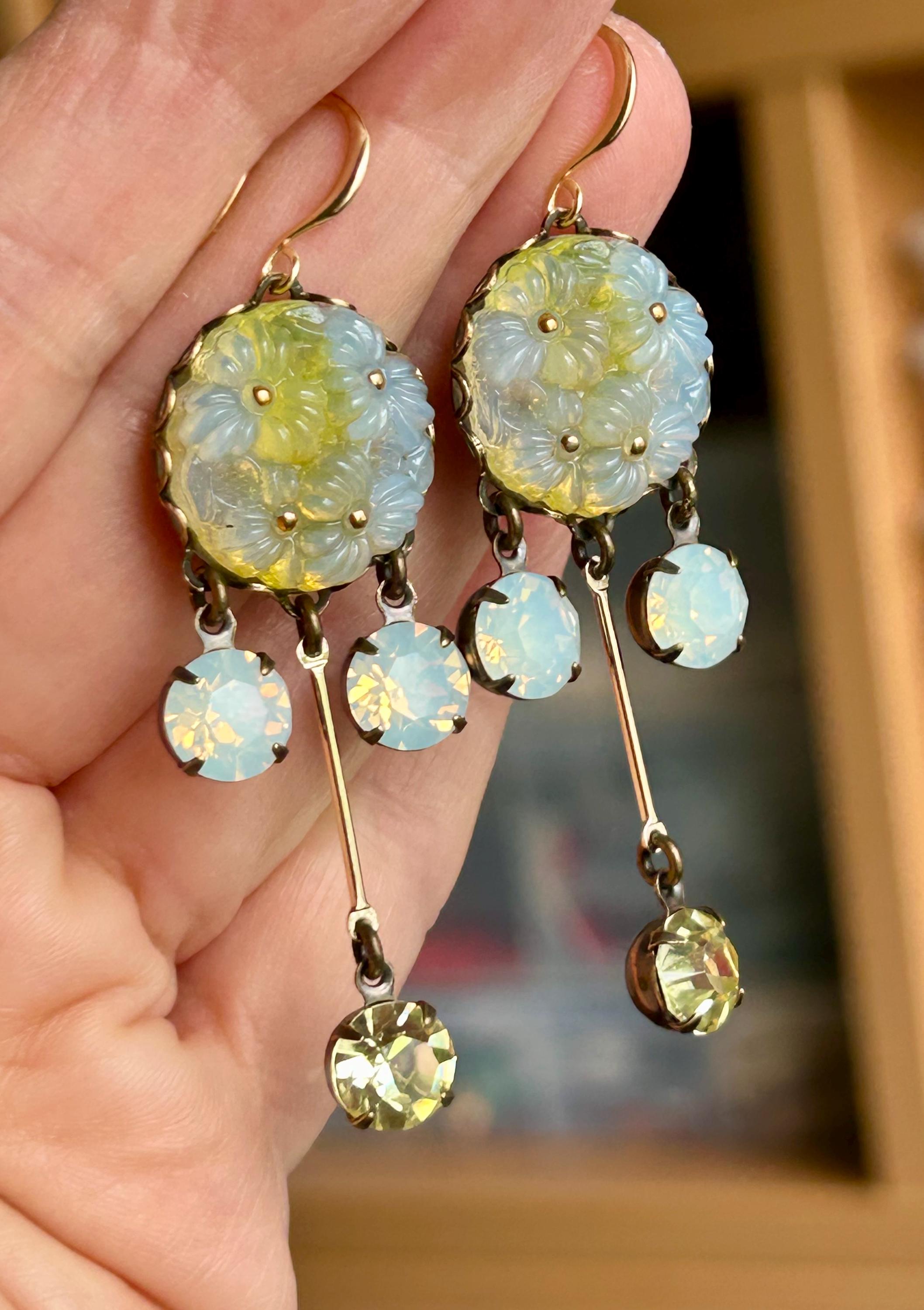 1940 style earrings yellow - Etsy 日本