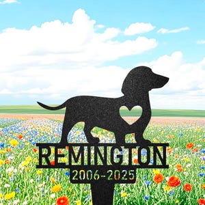 Personalized Dachshund Dog Memorial Plaques for Outdoors, Memorial Metal Stake, Pet Grave Marker, Dachshund Loss, Pet Garden Decor, Pet Loss
