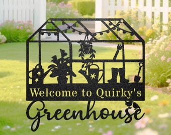Personalized Greenhouse Name Sign, Custom Garden Grandma's Plaque, Metal Wall Art, Yard Sign, Gift for Gardener, Flower Decor, Mom's Place