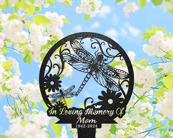Estaca conmemorativa de metal personalizada con forma de libélula, en memoria de alguien especial, decoración de jardín