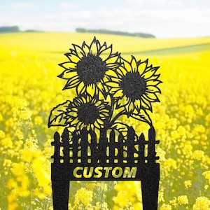 Personalized Sunflower Garden Sign, Custom Metal Yard Sign, Yard Art, Name Sign, Outdoor Sunflower Garden Decor, New Home Gift, Welcome Sign