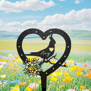 Custom Cockatiel Bird Memorial Metal Stake, Bird Loss Stake, Bird Lover gift, Cemetery Stake, Grave Marker, Sympathy Gift, Yard Sign