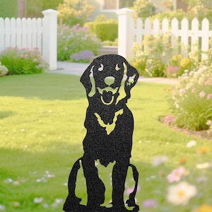 Silueta de perro golden retriever de metal dorado de edición especial, arte para jardín, decoración, monumento conmemorativo para mascotas, regalo de primavera para jardín, My Metal Rescue