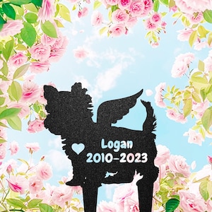 Personalized Yorkie Dog Grave Marker, Custom Dog Memorial Garden Stake, Dog Tombstone Outdoor Memorial Plaque, Pet Headstone, Pet Loss Gift