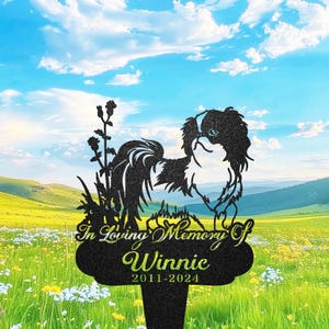 Estaca conmemorativa personalizada para mentón japonés, estaca de jardín, placa conmemorativa personalizada para mentón, lápida para mascota, decoración artística con estaca, regalo para la pérdida de una mascota
