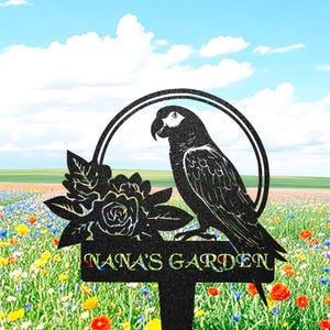 Custom Parrot Garden Stake, Personalized Bird Grave Marker Outdoor, Metal Name Sign, Parrot Decor, Pet Tombstone, Bird Lover Gift, Pets Yard